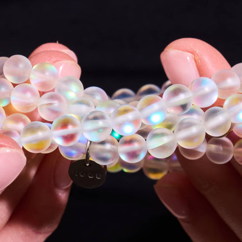 Rainbow White | .925 Sterling Silver | Mermaid Glass Bead Bracelet